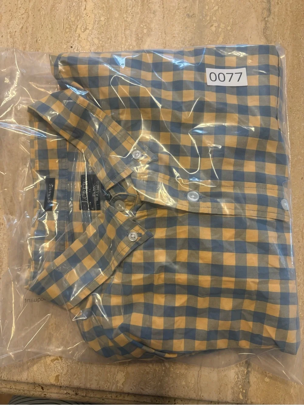 J.Crew Mens XXL Flex Washed Classic Fit Blue Yellow Gingham Shirt #0077